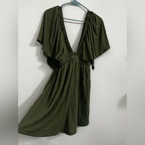 Free people beach Backless Green romper